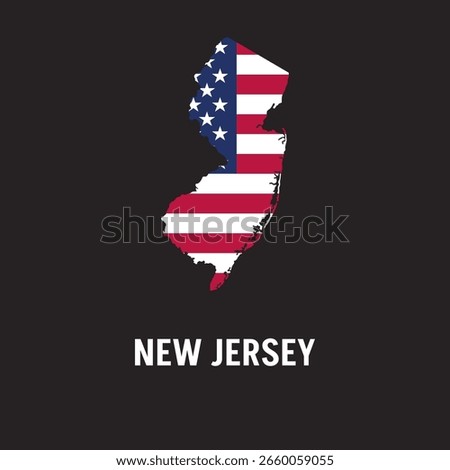 New Jersey state map contour. In style of USA flag.