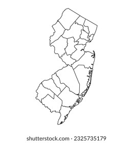 New Jersey state map with counties. Vector illustration.