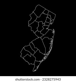 New Jersey state map with counties. Vector illustration.