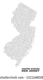 New Jersey State map designed with little points. Vector abstraction in black color is isolated on a white background. Scattered little points are organized into New Jersey State map.