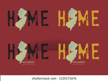 New Jersey state map in geometric polygonal style with HOME. vector eps 10.