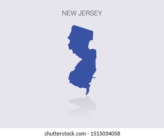 Mapa de Nueva Jersey para infografías o medios de comunicación para política y elecciones en los Estados Unidos de América. Ilustración vectorial aislada del azul demócrata.