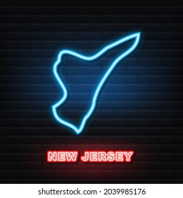 New Jersey state map outline neon icon. Vector illustration.