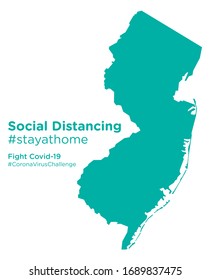 New Jersey state map with Social Distancing stayathome tag