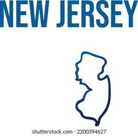 New Jersey State Outline Blue Gradient Map