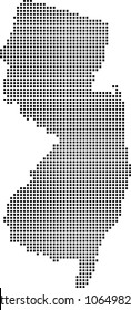 New Jersey state of USA map dots vector outline illustration background. Dotted map of New Jersey state of United States of America. Creative pixel art map with highly detailed border 