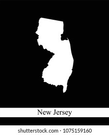 New Jersey state of USA map vector outline illustration black and white abstract background. Highly detailed creative map of New Jersey state of United States of America prepared by a map expert