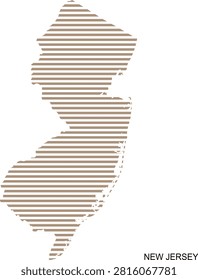 New Jersey striped state map, modern line pattern geographic silhouette, United States regional outline illustration, abstract cartography design, editable vector artwork, travel location graphic, isolated state template for presentations, educational projects, mapping, navigation, infographic, branding and creative design applications