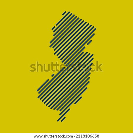 New Jersey tech digital logo vector icon. New Jersey map outline.