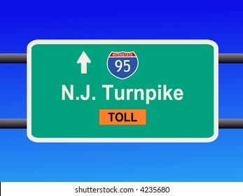 New Jersey Turnpike Interstate 95 Sign Illustration