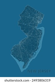 New Jersey, United States artistic blueprint map poster