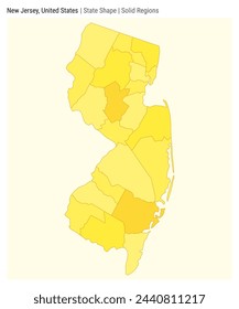 New Jersey, United States. Simple vector map. State shape. Solid Regions style. Border of New Jersey. Vector illustration.