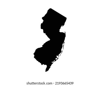 New Jersey US Map. NJ USA State Map. Black and White New Jerseyan State Border Boundary Line Outline Geography Territory Shape Vector Illustration EPS Clipart