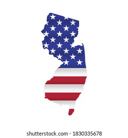 New Jersey US state flag map isolated on white. Vector illustration.