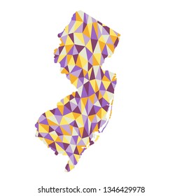 New Jersey U.S. state polygonal map background  low poly style yellow, orange, blue, purple colors  vector illustration eps
