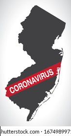 New Jersey USA federal state map with Coronavirus warning illustration