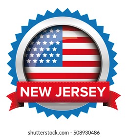 New Jersey and USA flag badge vector