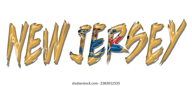 NEW JERSEY USA flag text font, 3D NEW JERSEY flag colorful background, NEW JERSEY flag vector illustration