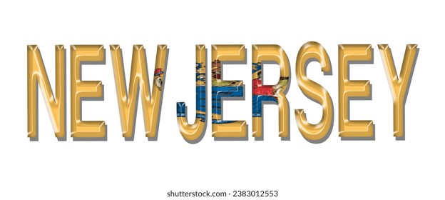 NEW JERSEY USA flag text font, 3D NEW JERSEY flag colorful background, NEW JERSEY flag vector illustration