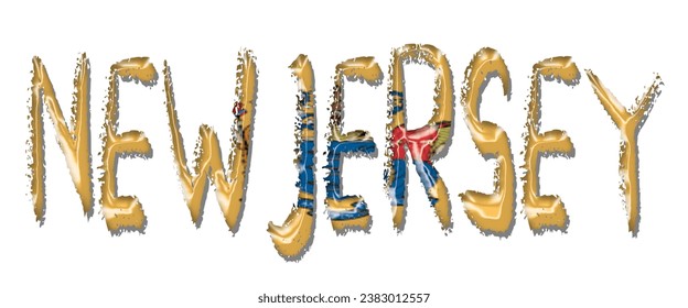 NEW JERSEY USA flag text font, 3D NEW JERSEY flag colorful background, NEW JERSEY flag vector illustration