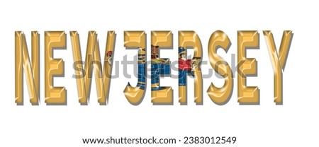 NEW JERSEY USA flag text font, 3D NEW JERSEY flag colorful background, NEW JERSEY flag vector illustration