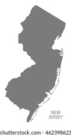 New Jersey USA Map in grey