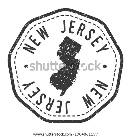 New Jersey, USA Map Stamp Retro Postmark. Silhouette Postal Passport. Seal Round Vector Icon. Badge Vintage Postage Design.