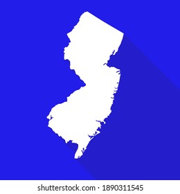 New Jersey vector map flat simple style long shadow blue background. 