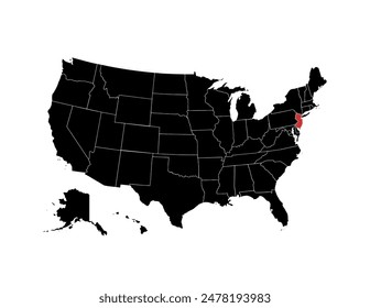 New Jersey vector map. High detailed illustration. United state of America country