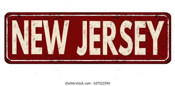 New Jersey vintage rusty metal sign on a white background, vector illustration