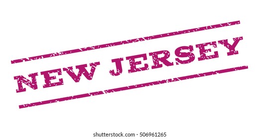 New Jersey watermark stamp. Text caption between parallel lines with grunge design style. Rubber seal stamp with unclean texture. Vector purple color ink imprint on a white background.