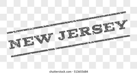 New Jersey watermark stamp. Text tag between parallel lines with grunge design style. Rubber seal stamp with dirty texture. Vector grey color ink imprint on a chess transparent background.
