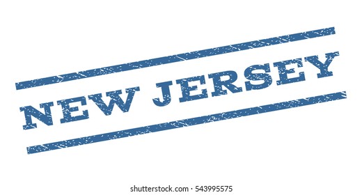 New Jersey watermark stamp. Text caption between parallel lines with grunge design style. Rubber seal stamp with scratched texture. Vector cobalt blue color ink imprint on a white background.