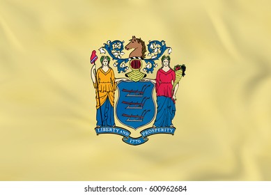 New Jersey waving flag. New Jersey state flag background texture.Vector illustration.