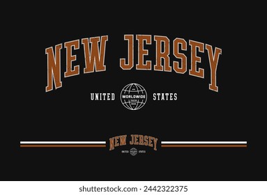 new jersey,united states streetwear. vector typography perfect for modern apparel.