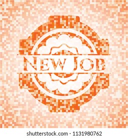 New Job abstract orange mosaic emblem with background
