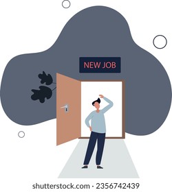 New job challenge, make decision for new opportunity in work or career development concept.flat vector illustration.