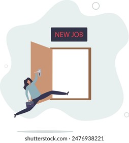 Nuevo desafío laboral, tomar la decisión de una nueva oportunidad en el trabajo o concepto de desarrollo de carrera. ilustración plana.