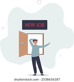 Nuevo desafío de trabajo, tomar la decisión de una nueva oportunidad en el trabajo o el concepto de desarrollo profesional.
