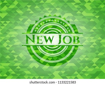 New Job green emblem with mosaic background