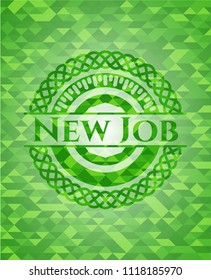 New Job green emblem with triangle mosaic background