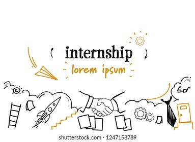 new job learning practice experience internship concept sketch doodle horizontal isolated copy space