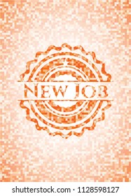 New Job orange mosaic emblem with background