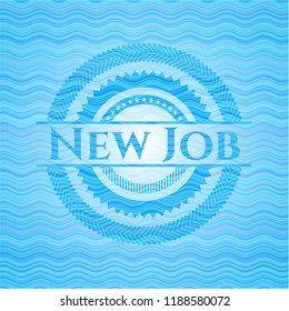 New Job sky blue water wave badge.