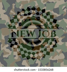 New Job written on a camo texture. Vector Illustration. Detailed.