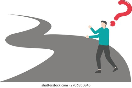 New journey, future problems, people standing on a long road

