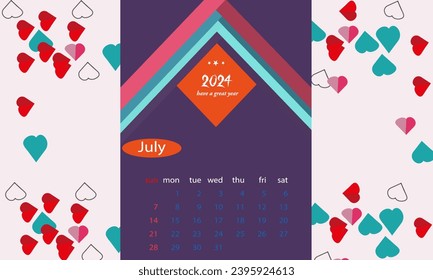 new july calendar designin 2024