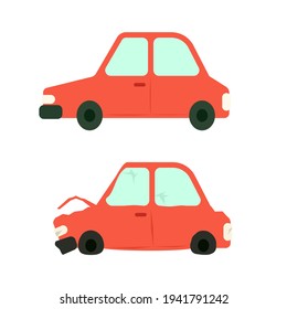 New And Junk Car Icon. Clipart Image Isolated On White Background.