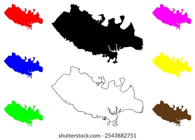 New Kent County, Commonwealth da Virgínia (EUA, Estados Unidos da América, EUA, EUA) mapa ilustração vetorial, esboço de rabisco New Kent mapa