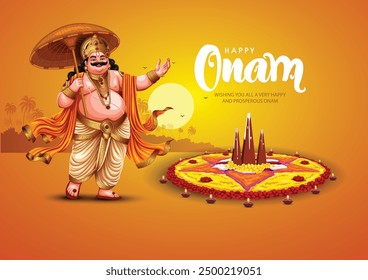 New Kerala festival happy onam with people making flower decoration, use for poster, leaflet , banner. abstract vector illustration design